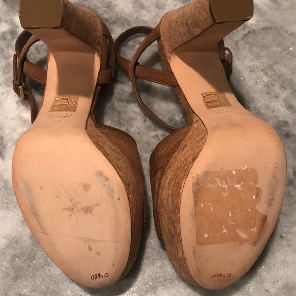 GUCCI Cork Suede Brown Platform Heels NWOB - Picture 9 of 15